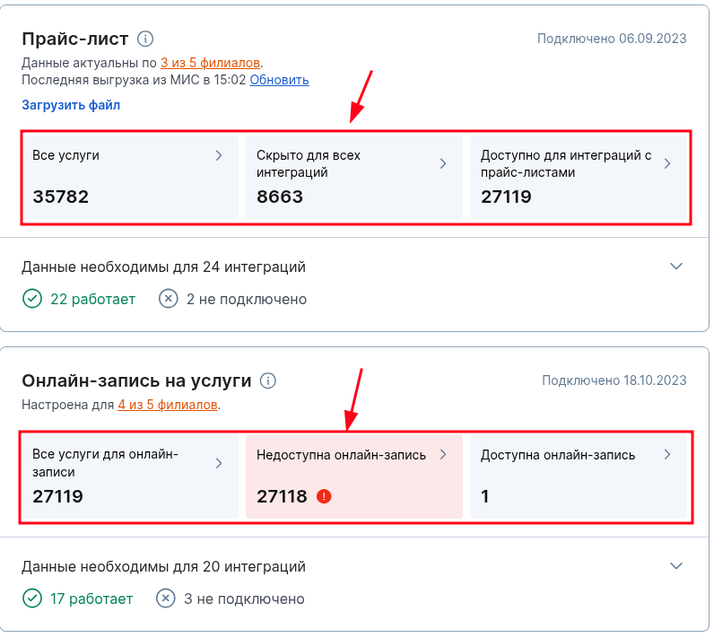 Путь к таблице настройке услуг